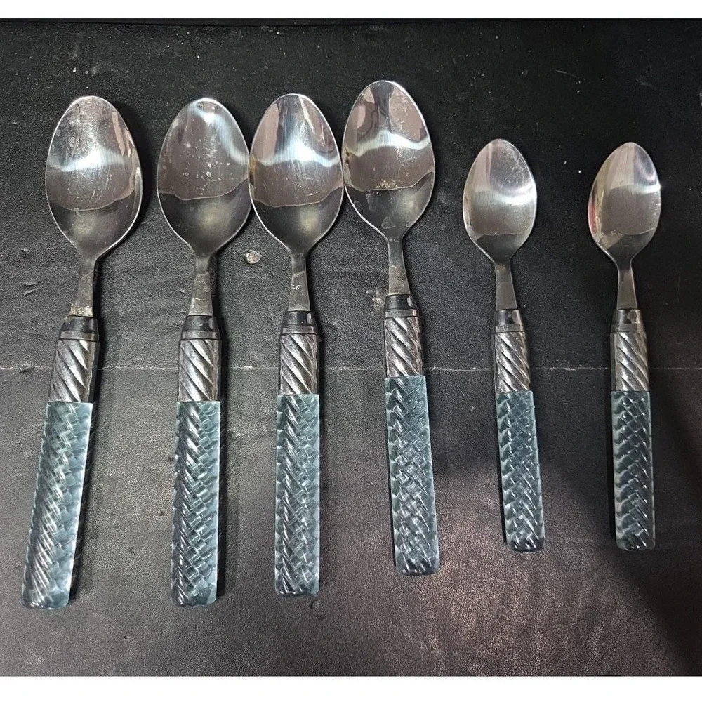Acrylic Blue Handled Utensils, 17 Piece Set, Plastic Handles, Stainless‎ Steel